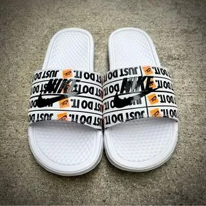 Nike | Shoes | Nike Benassi Slides Just Doit Whites Oranges  display picture 1